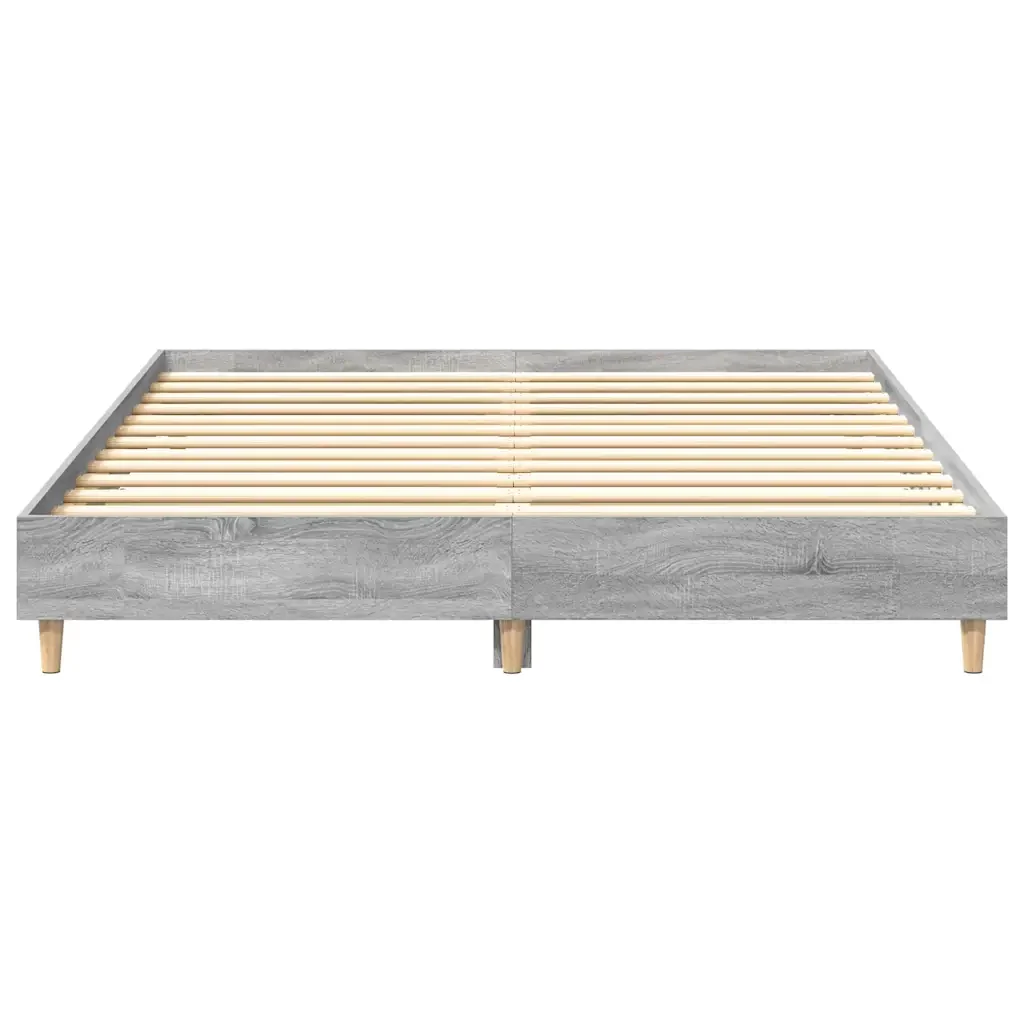 Letto matrimoniale | Letto per adulti | Giroletto senza Materasso Grigio Sonoma 150x200 cm Truciolato - Image 5