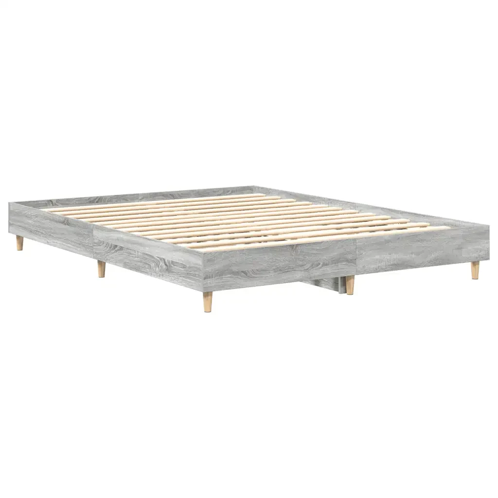 Letto matrimoniale | Letto per adulti | Giroletto senza Materasso Grigio Sonoma 150x200 cm Truciolato - Image 7