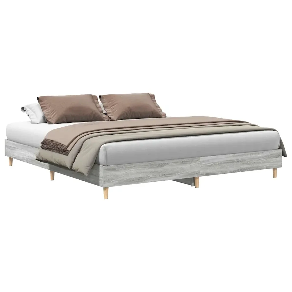 Letto matrimoniale | Letto per adulti | Giroletto senza Materasso Grigio Sonoma 160x200 cm Truciolato