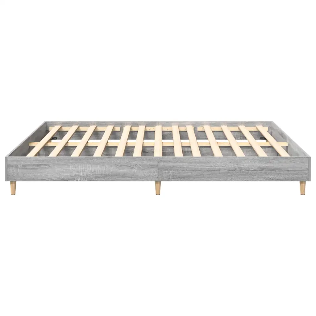 Letto matrimoniale | Letto per adulti | Giroletto senza Materasso Grigio Sonoma 160x200 cm Truciolato - Image 6