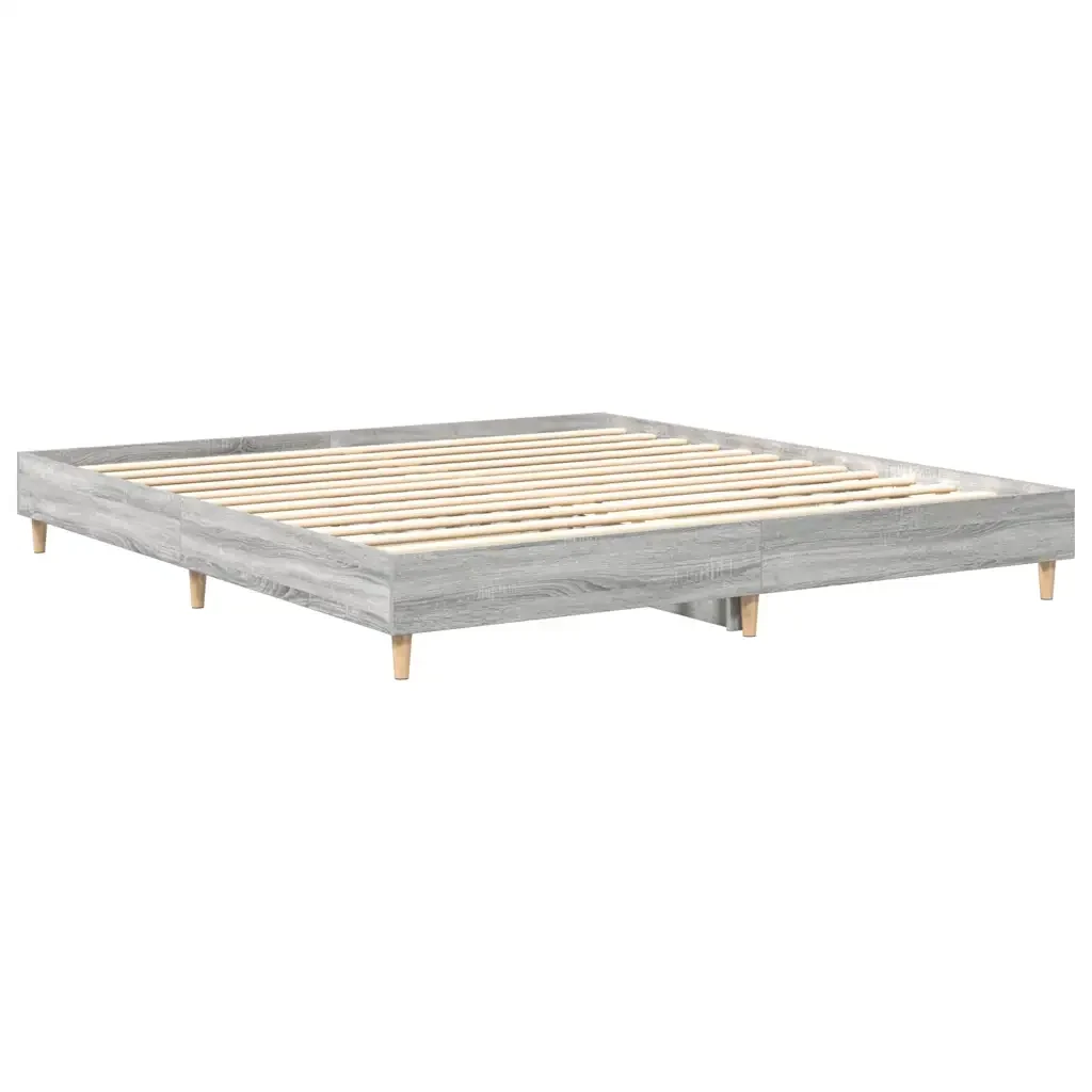 Letto matrimoniale | Letto per adulti | Giroletto senza Materasso Grigio Sonoma 160x200 cm Truciolato - Image 7