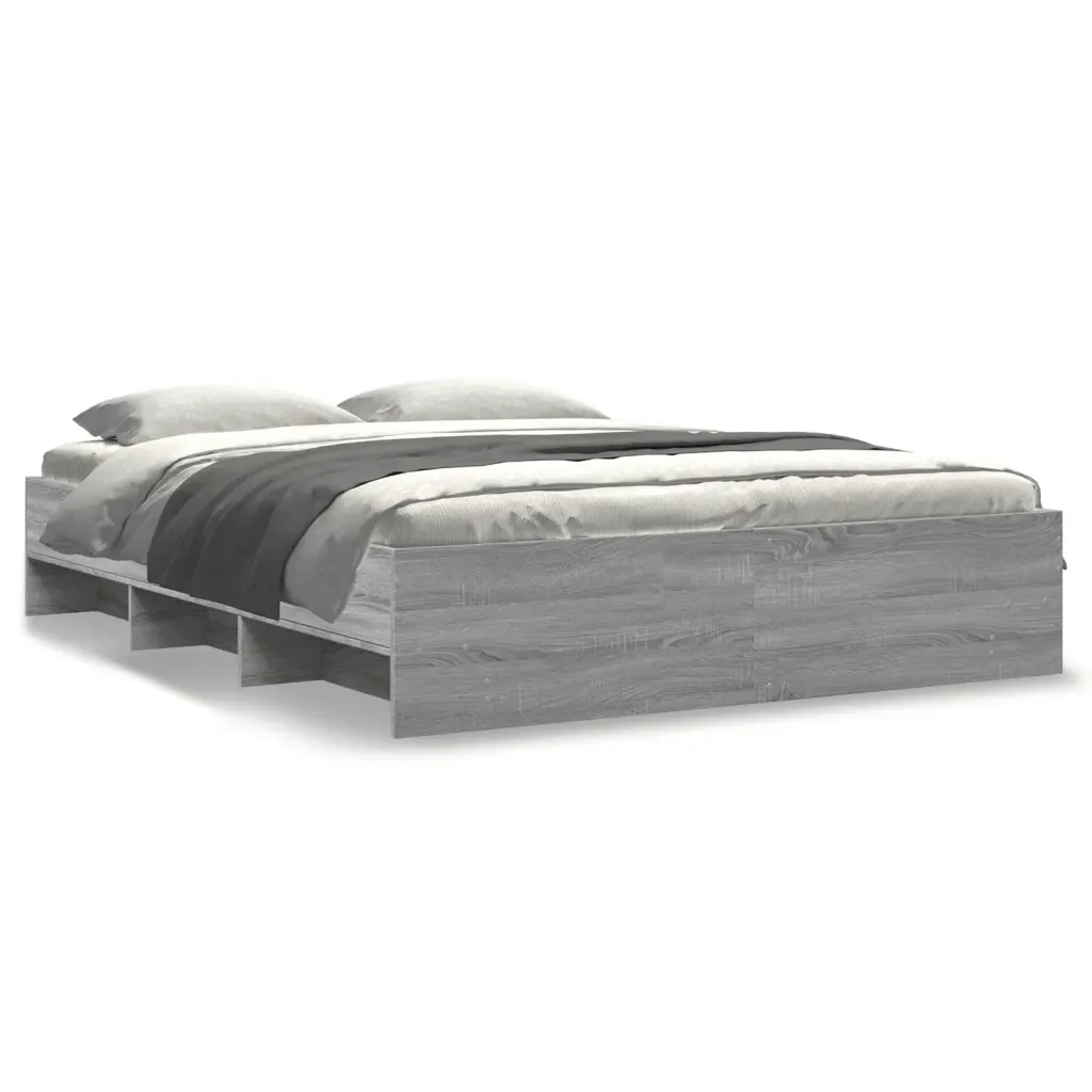 Letto matrimoniale | Letto per adulti | Giroletto senza Materasso Grigio Sonoma 160x200 cm Truciolato