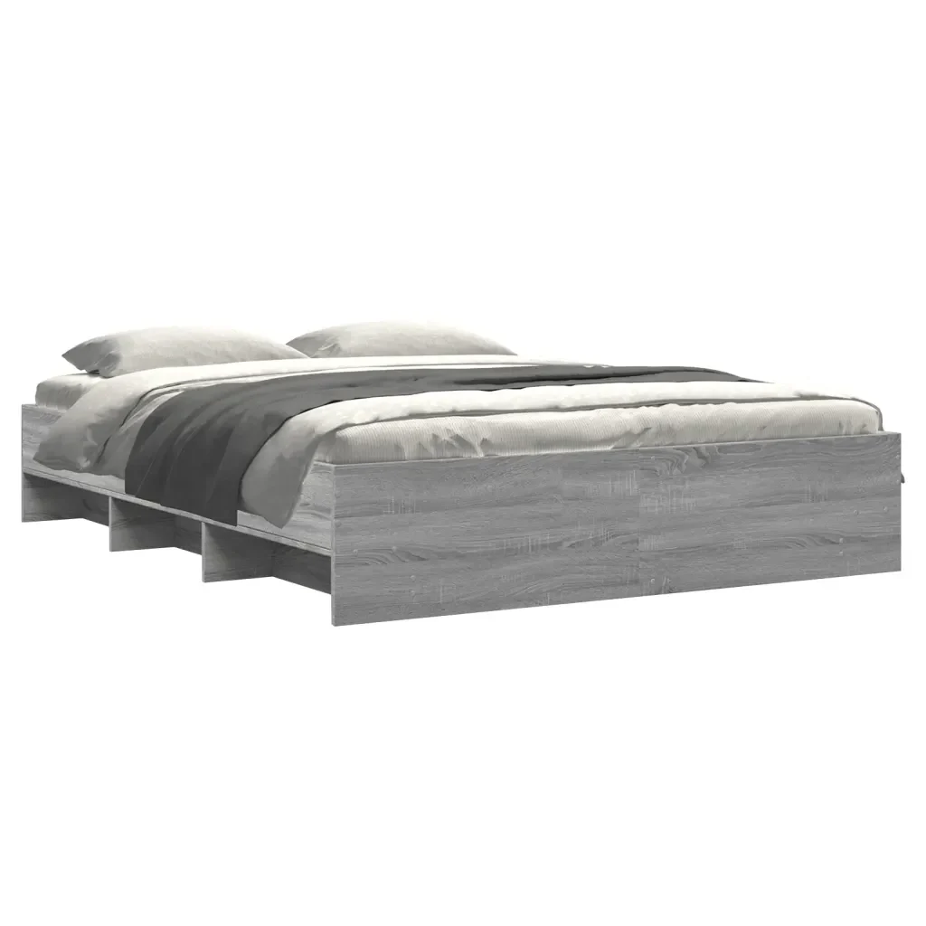 Letto matrimoniale | Letto per adulti | Giroletto senza Materasso Grigio Sonoma 160x200 cm Truciolato - Image 3