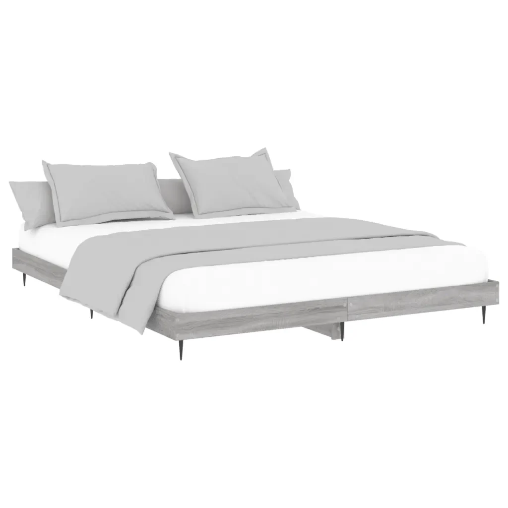 Letto matrimoniale | Letto per adulti | Giroletto senza Materasso Grigio Sonoma 160x200 cm Truciolato - Image 4