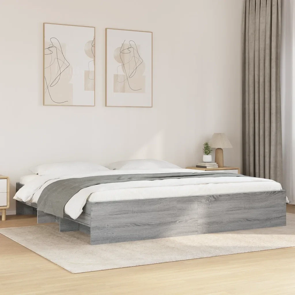 Letto matrimoniale | Letto per adulti | Giroletto senza Materasso Grigio Sonoma 180x200 cm Truciolato - Image 2