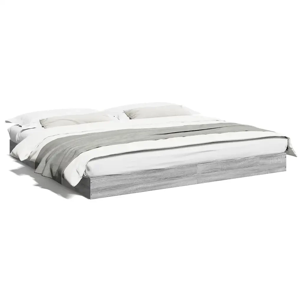 Letto matrimoniale | Letto per adulti | Giroletto senza Materasso Grigio Sonoma 180x200 cm Truciolato