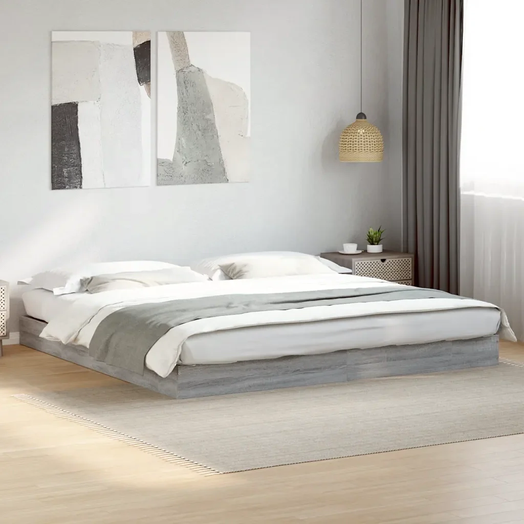 Letto matrimoniale | Letto per adulti | Giroletto senza Materasso Grigio Sonoma 180x200 cm Truciolato - Image 2