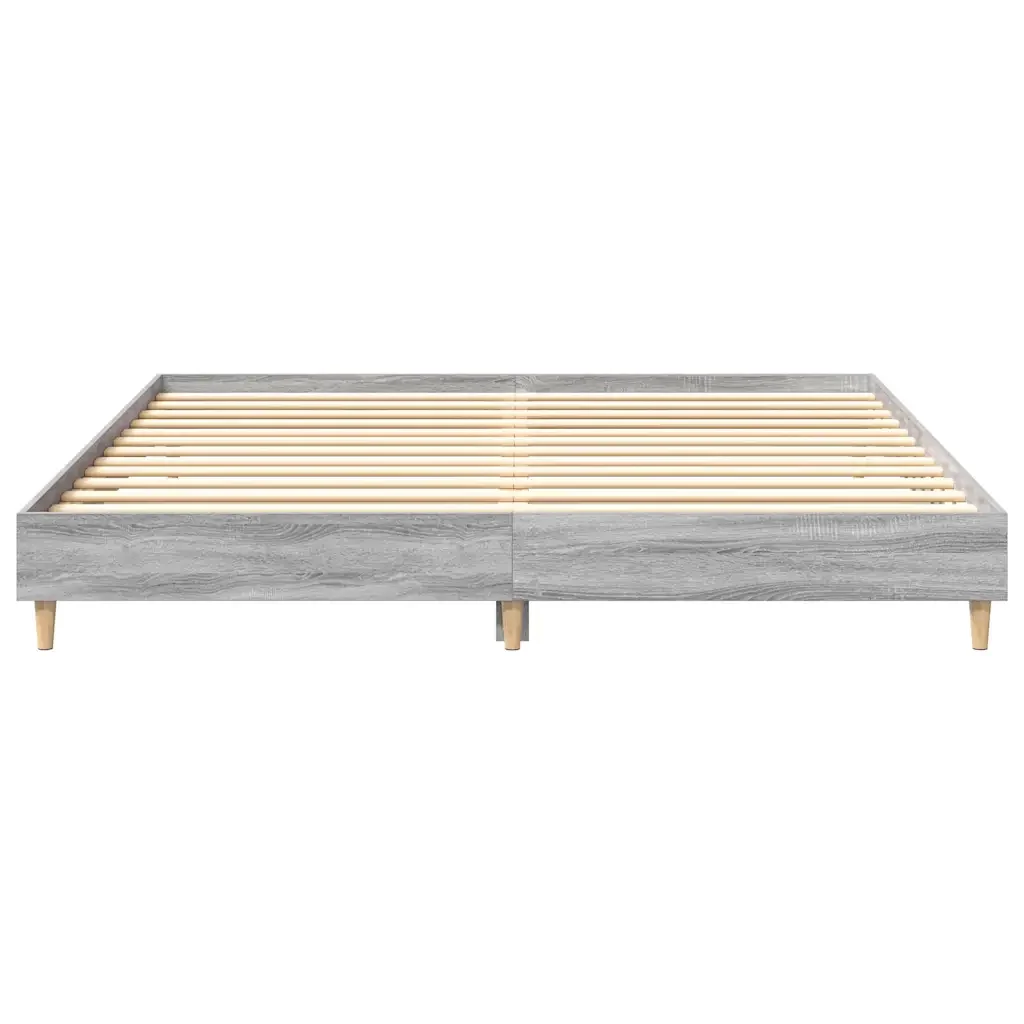 Letto matrimoniale | Letto per adulti | Giroletto senza Materasso Grigio Sonoma 200x200cm in Truciolato - Image 5