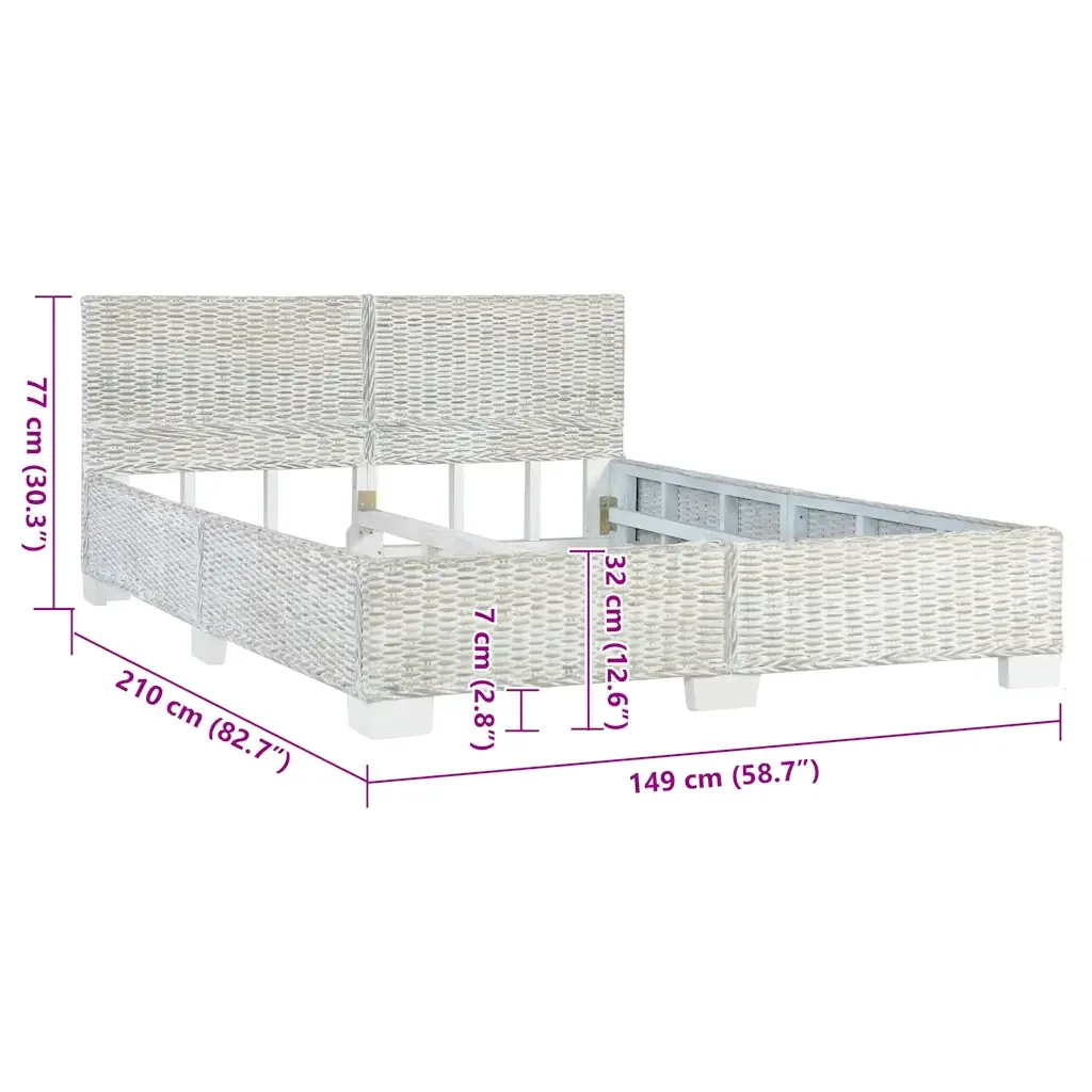 Letto matrimoniale | Letto per adulti | Giroletto senza Materasso Grigio Vero Rattan 140x200 cm - Image 7