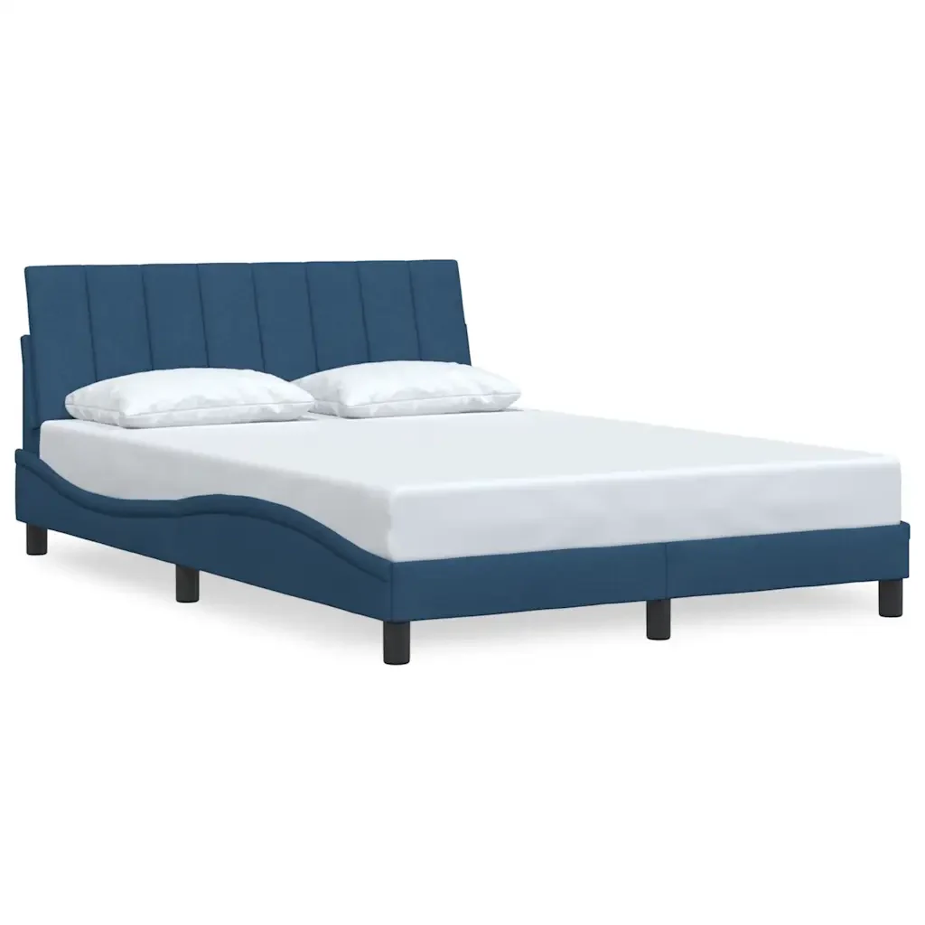 Letto matrimoniale | Letto per adulti | Giroletto senza Materasso Hanko Blu 140x200 cm in Tessuto