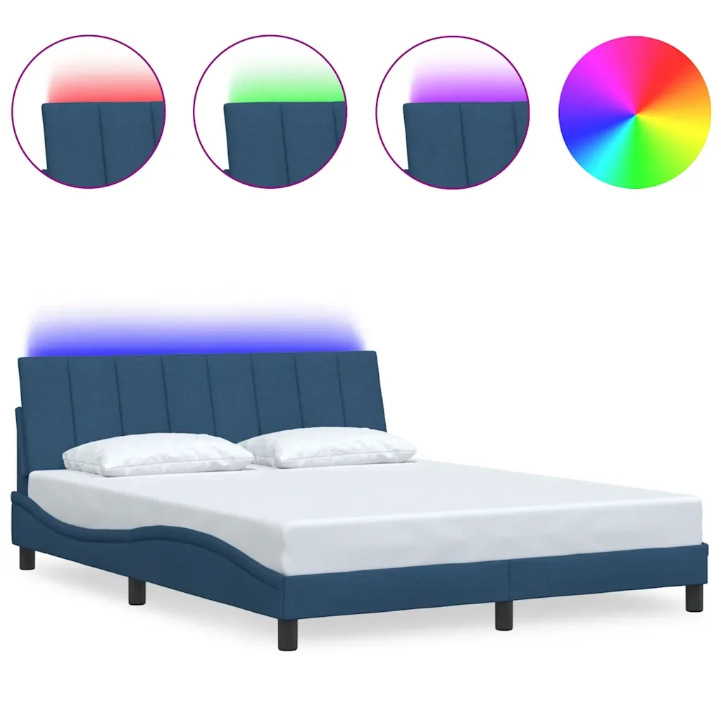 Letto matrimoniale | Letto per adulti | Giroletto senza Materasso Hanko Blu 160x200 cm in Tessuto
