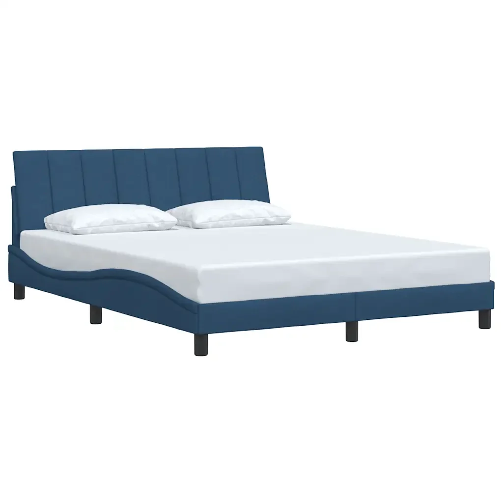 Letto matrimoniale | Letto per adulti | Giroletto senza Materasso Hanko Blu 160x200 cm in Tessuto - Image 3