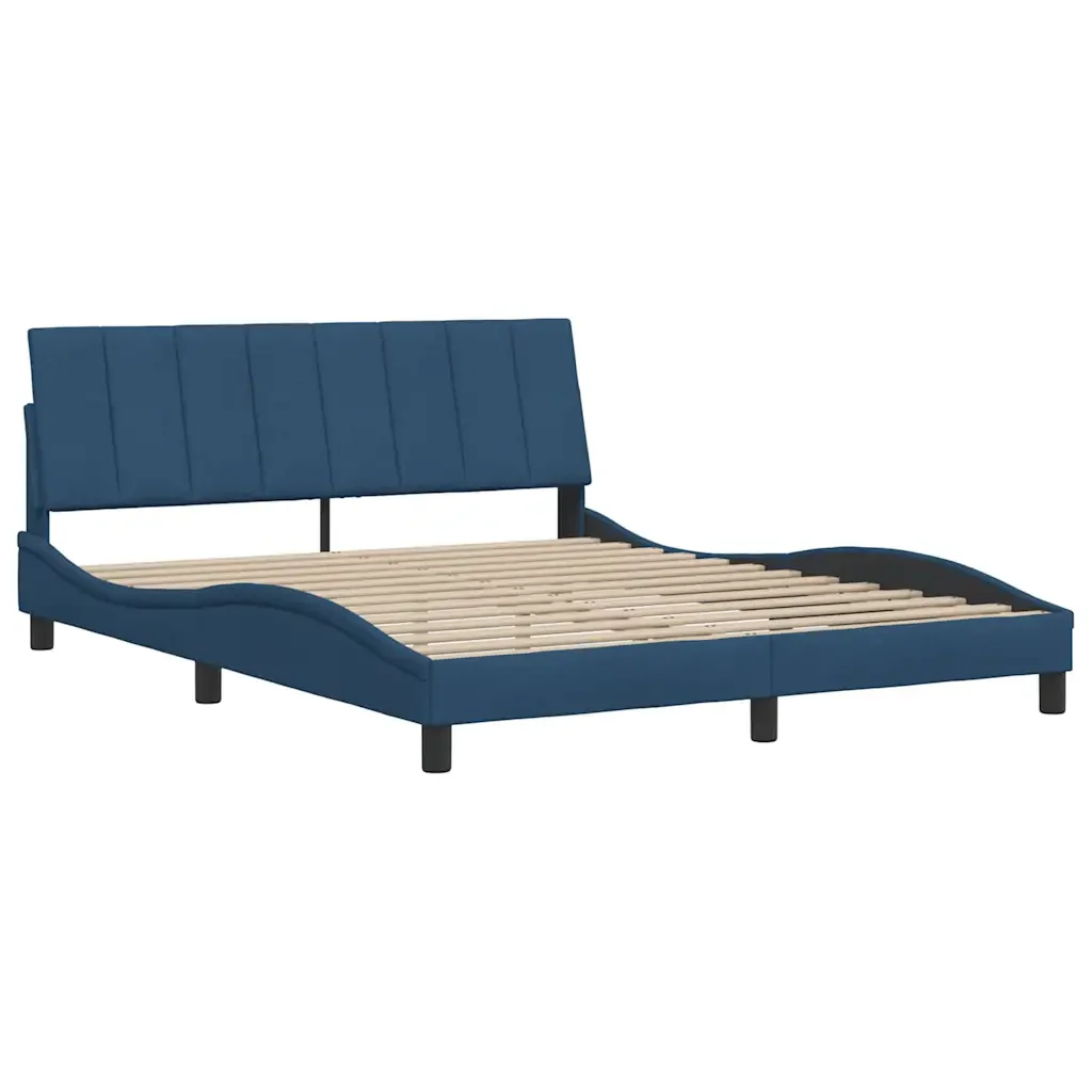 Letto matrimoniale | Letto per adulti | Giroletto senza Materasso Hanko Blu 160x200 cm in Tessuto - Image 7