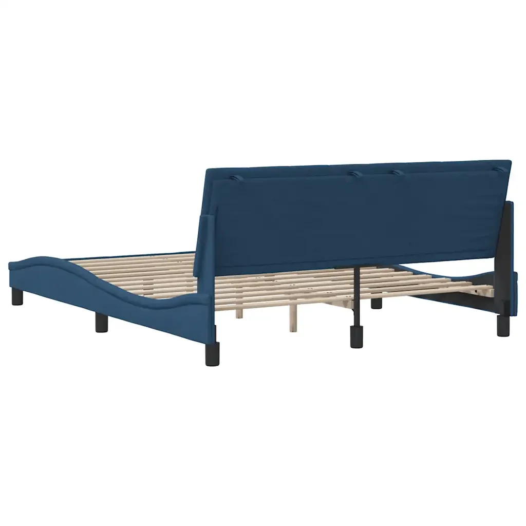 Letto matrimoniale | Letto per adulti | Giroletto senza Materasso Hanko Blu 160x200 cm in Tessuto - Image 9