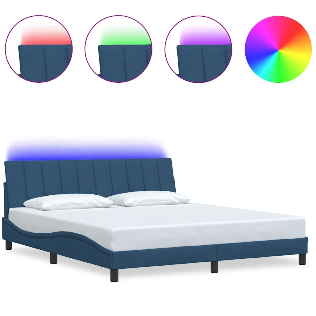 Letto matrimoniale | Letto per adulti | Giroletto senza Materasso Hanko Blu 180x200 cm in Tessuto