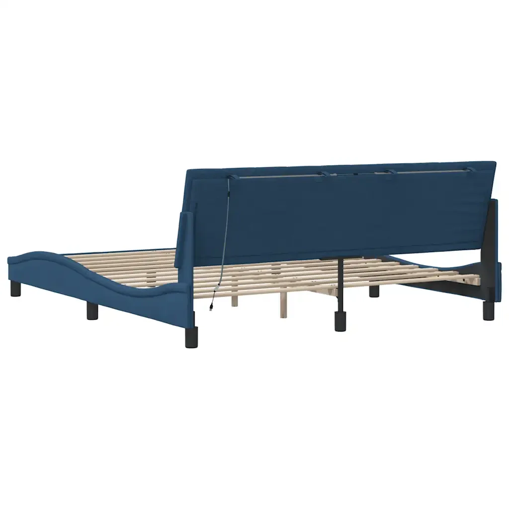 Letto matrimoniale | Letto per adulti | Giroletto senza Materasso Hanko Blu 180x200 cm in Tessuto - Image 10