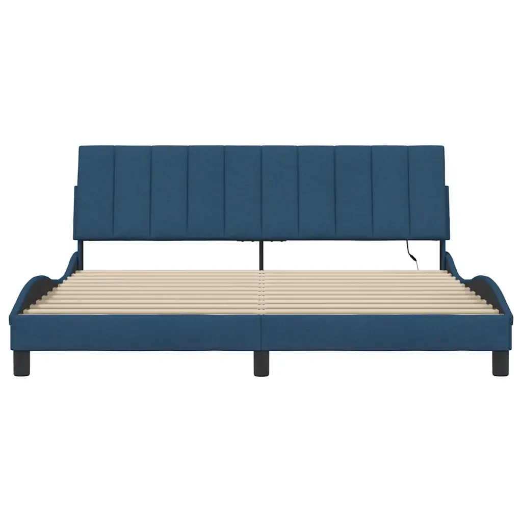 Letto matrimoniale | Letto per adulti | Giroletto senza Materasso Hanko Blu 180x200 cm in Tessuto - Image 6