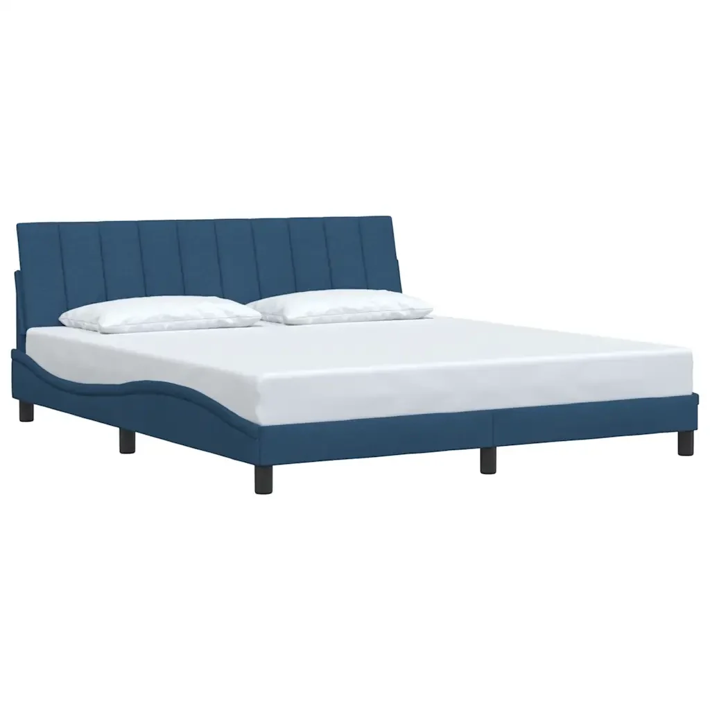 Letto matrimoniale | Letto per adulti | Giroletto senza Materasso Hanko Blu 180x200 cm in Tessuto - Image 4