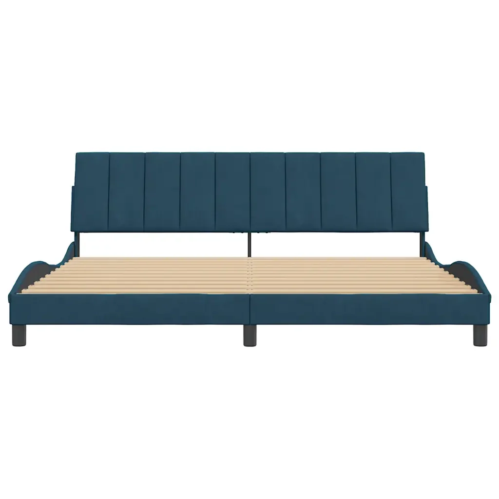 Letto matrimoniale | Letto per adulti | Giroletto senza Materasso Hanko Blu 200x200 cm in Velluto - Image 5