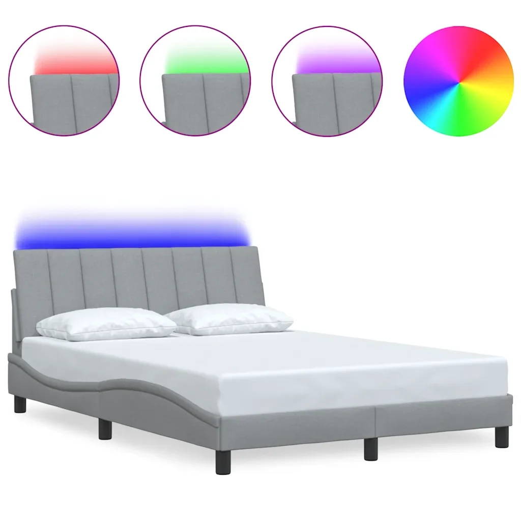 Letto matrimoniale | Letto per adulti | Giroletto senza Materasso Hanko Grigio Chiaro 120x200 cm Tessuto