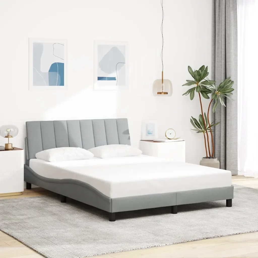 Letto matrimoniale | Letto per adulti | Giroletto senza Materasso Hanko Grigio Chiaro 120x200 cm Tessuto - Image 2