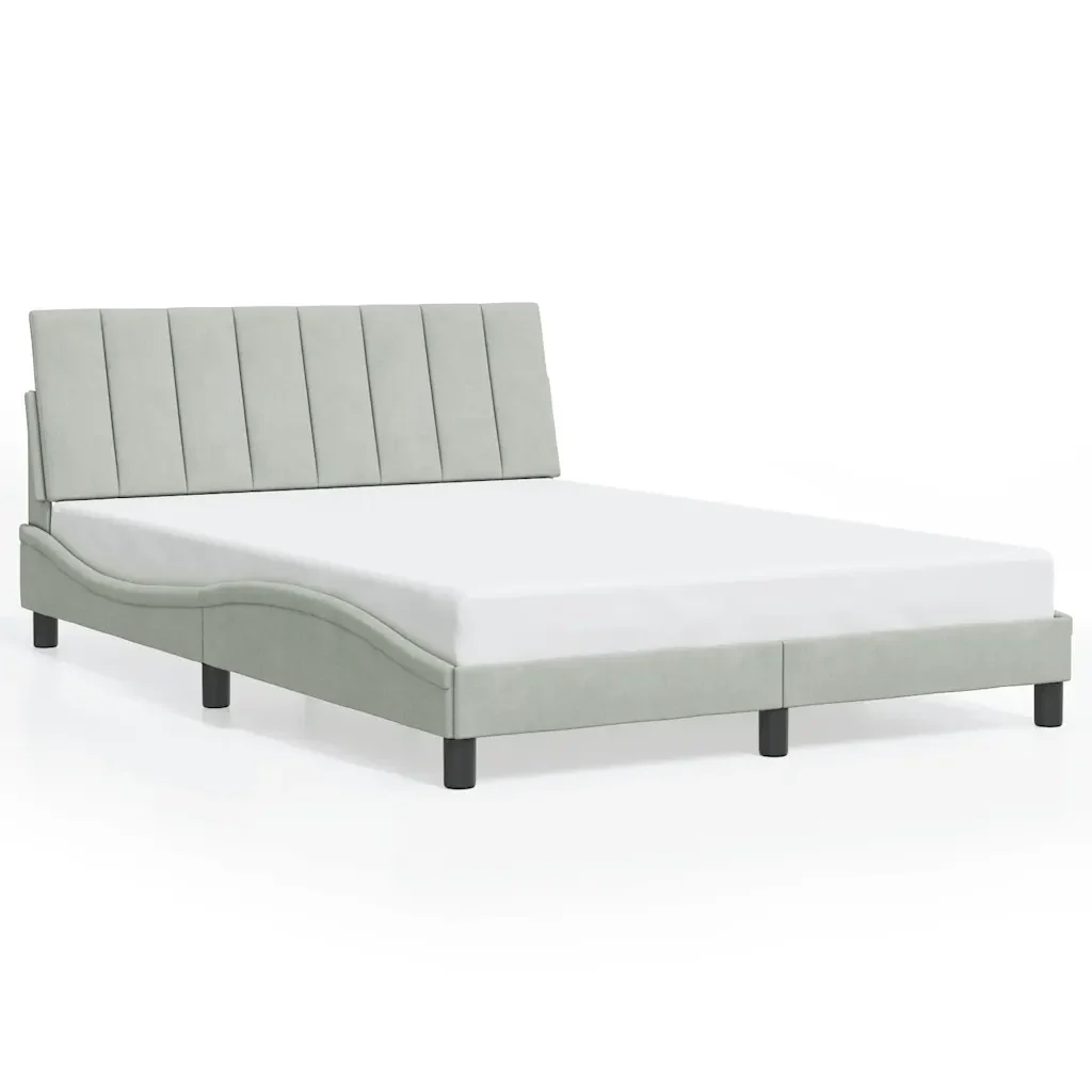 Letto matrimoniale | Letto per adulti | Giroletto senza Materasso Hanko Grigio Chiaro 120x200 cm Velluto