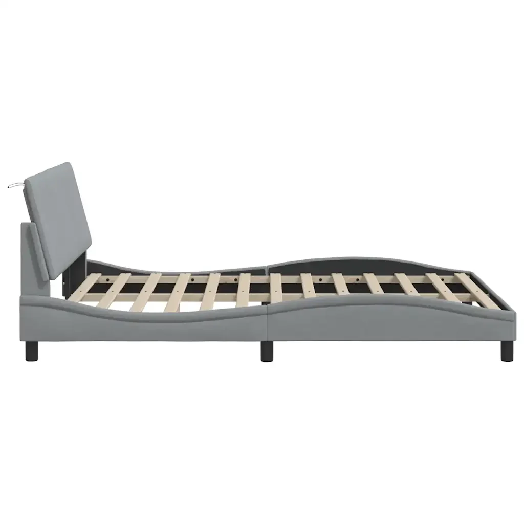 Letto matrimoniale | Letto per adulti | Giroletto senza Materasso Hanko Grigio Chiaro 140x190 cm Tessuto - Image 8