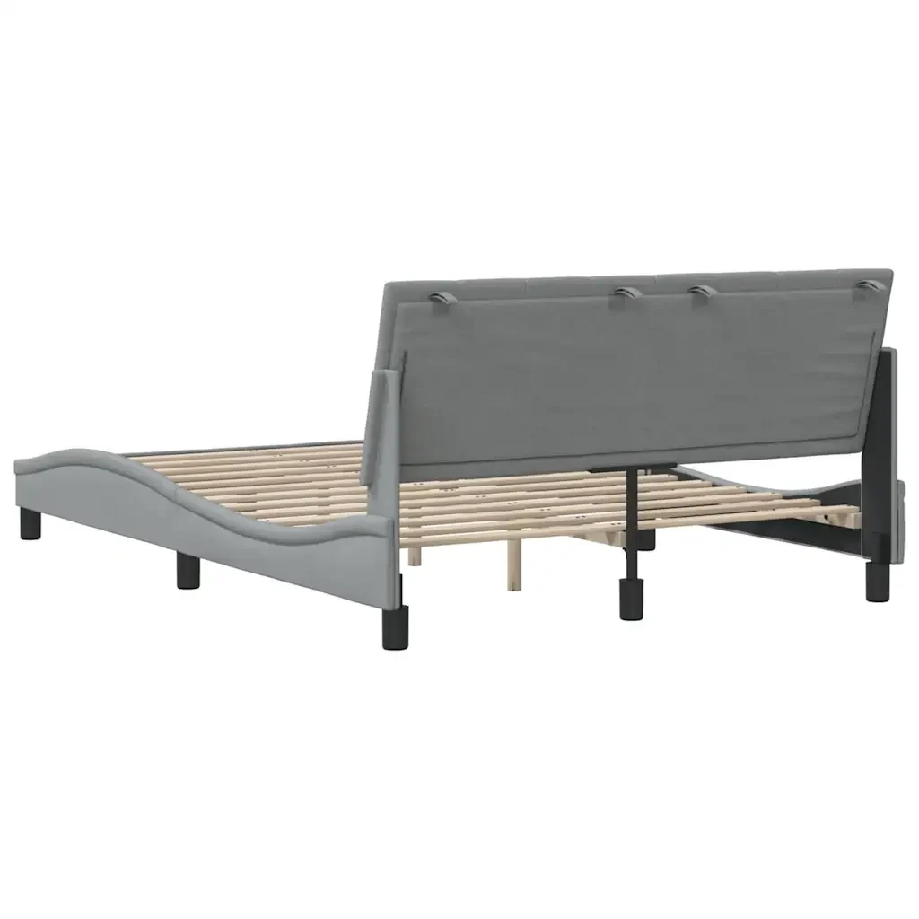 Letto matrimoniale | Letto per adulti | Giroletto senza Materasso Hanko Grigio Chiaro 140x190 cm Tessuto - Image 9