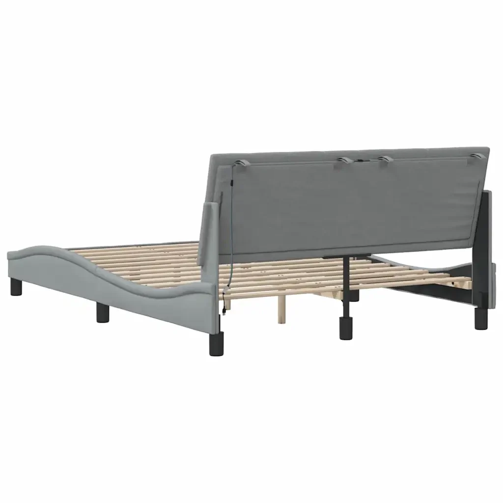 Letto matrimoniale | Letto per adulti | Giroletto senza Materasso Hanko Grigio Chiaro 140x200 cm Tessuto - Image 10