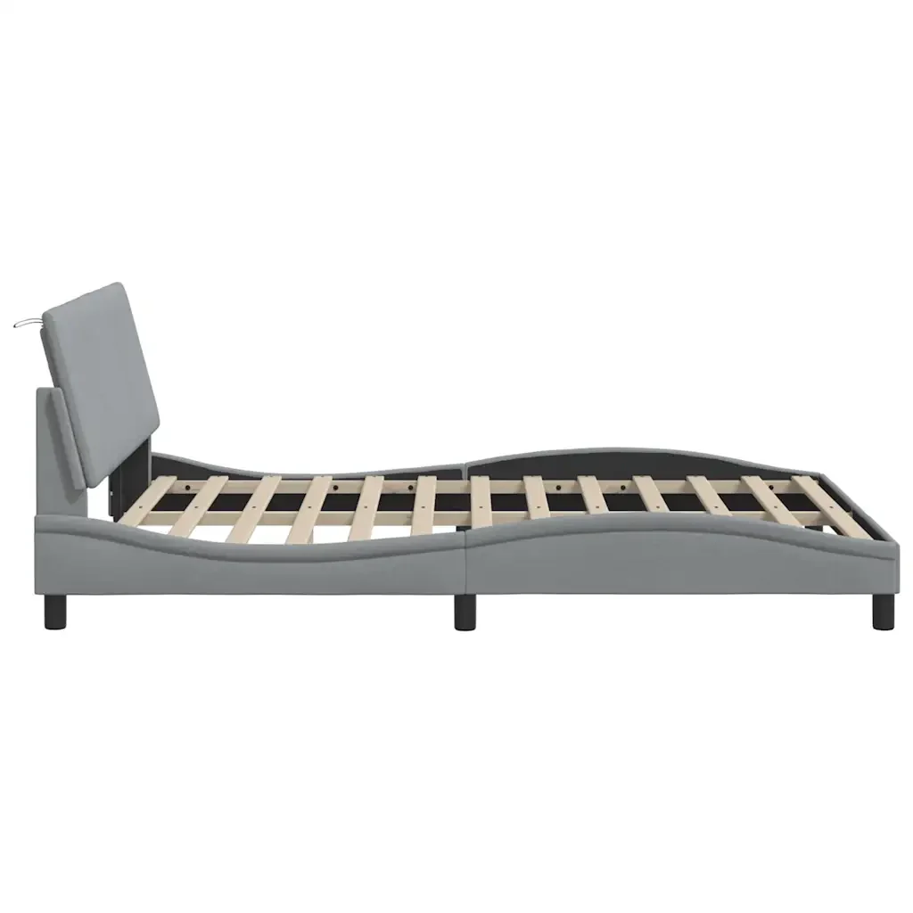 Letto matrimoniale | Letto per adulti | Giroletto senza Materasso Hanko Grigio Chiaro 140x200 cm Tessuto - Image 8