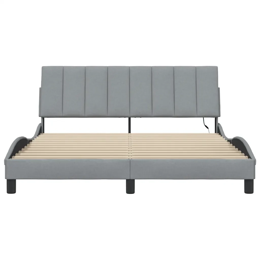Letto matrimoniale | Letto per adulti | Giroletto senza Materasso Hanko Grigio Chiaro 160x200 cm Tessuto - Image 6