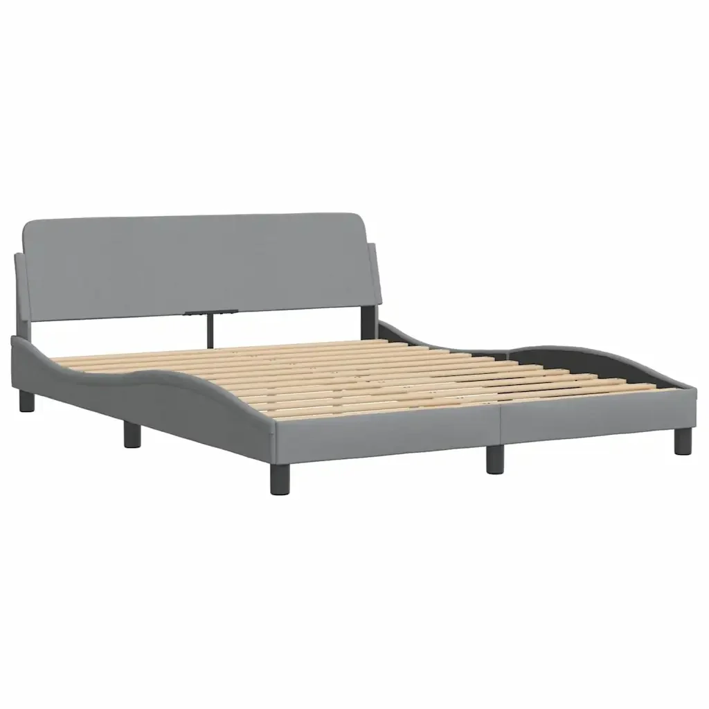Letto matrimoniale | Letto per adulti | Giroletto senza Materasso Hanko Grigio Chiaro 160x200 cm Tessuto - Image 7