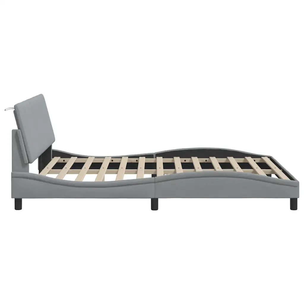 Letto matrimoniale | Letto per adulti | Giroletto senza Materasso Hanko Grigio Chiaro 160x200 cm Tessuto - Image 9