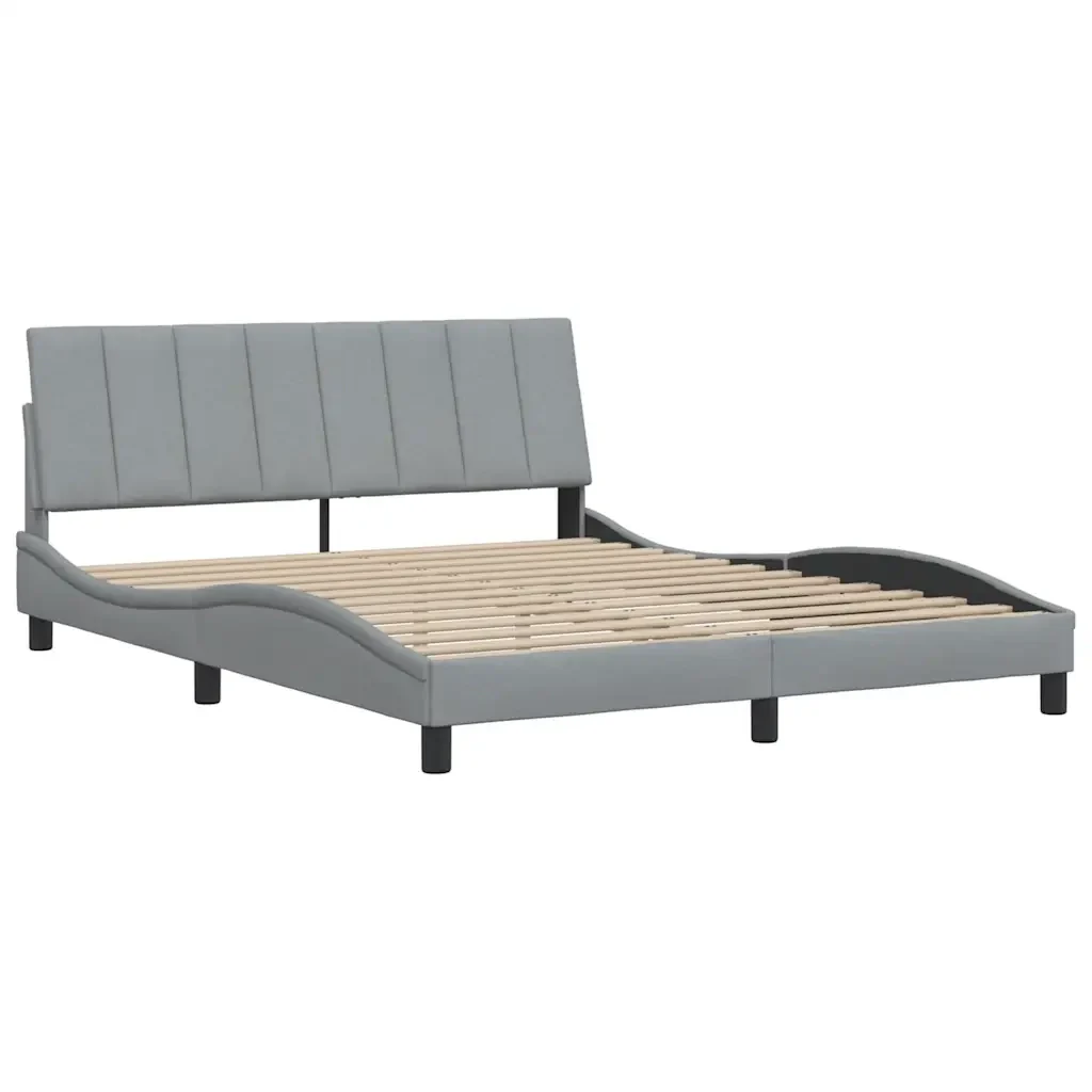 Letto matrimoniale | Letto per adulti | Giroletto senza Materasso Hanko Grigio Chiaro 160x200 cm Tessuto - Image 6