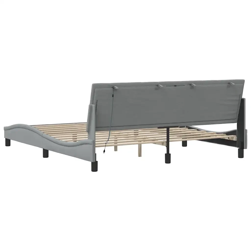 Letto matrimoniale | Letto per adulti | Giroletto senza Materasso Hanko Grigio Chiaro 180x200 cm Tessuto - Image 10