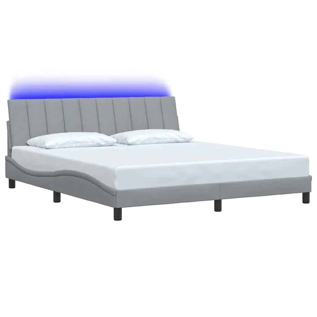 Letto matrimoniale | Letto per adulti | Giroletto senza Materasso Hanko Grigio Chiaro 180x200 cm Tessuto - Image 3