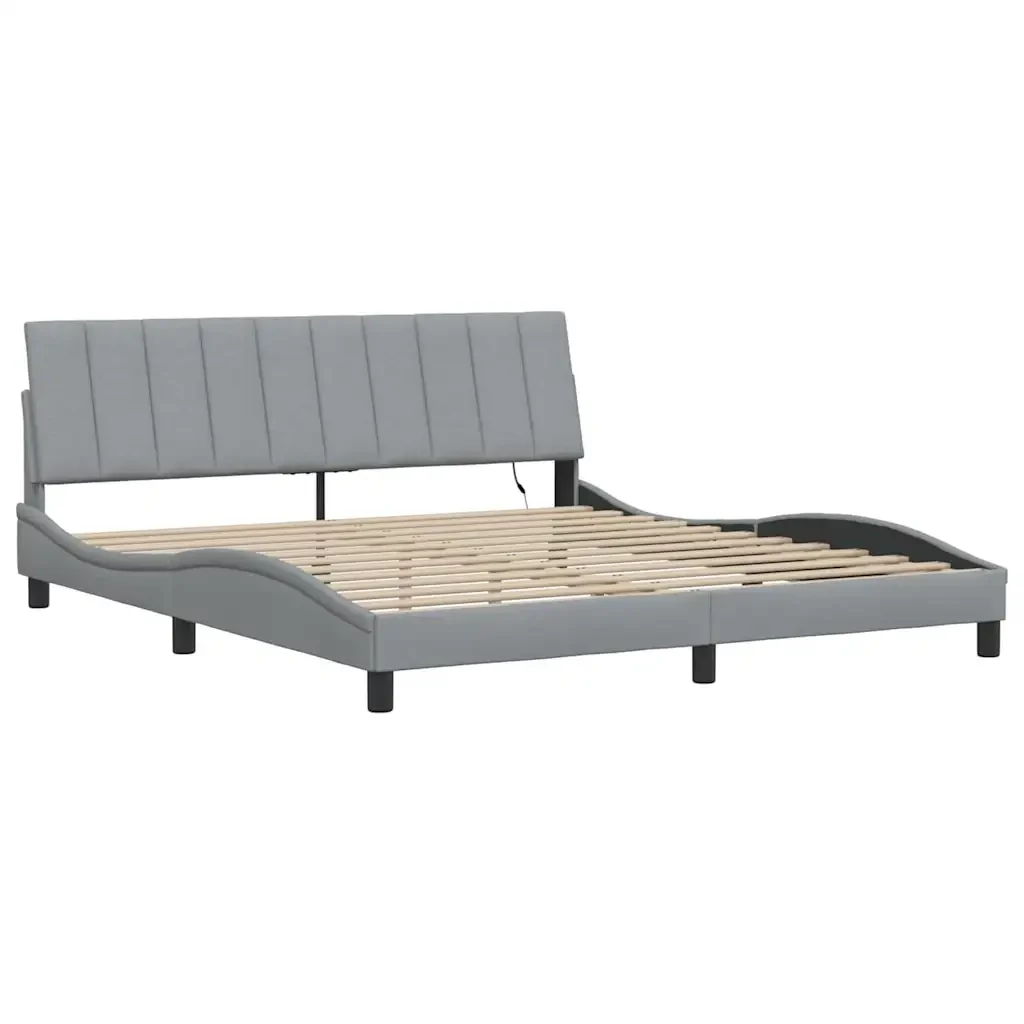 Letto matrimoniale | Letto per adulti | Giroletto senza Materasso Hanko Grigio Chiaro 180x200 cm Tessuto - Image 5