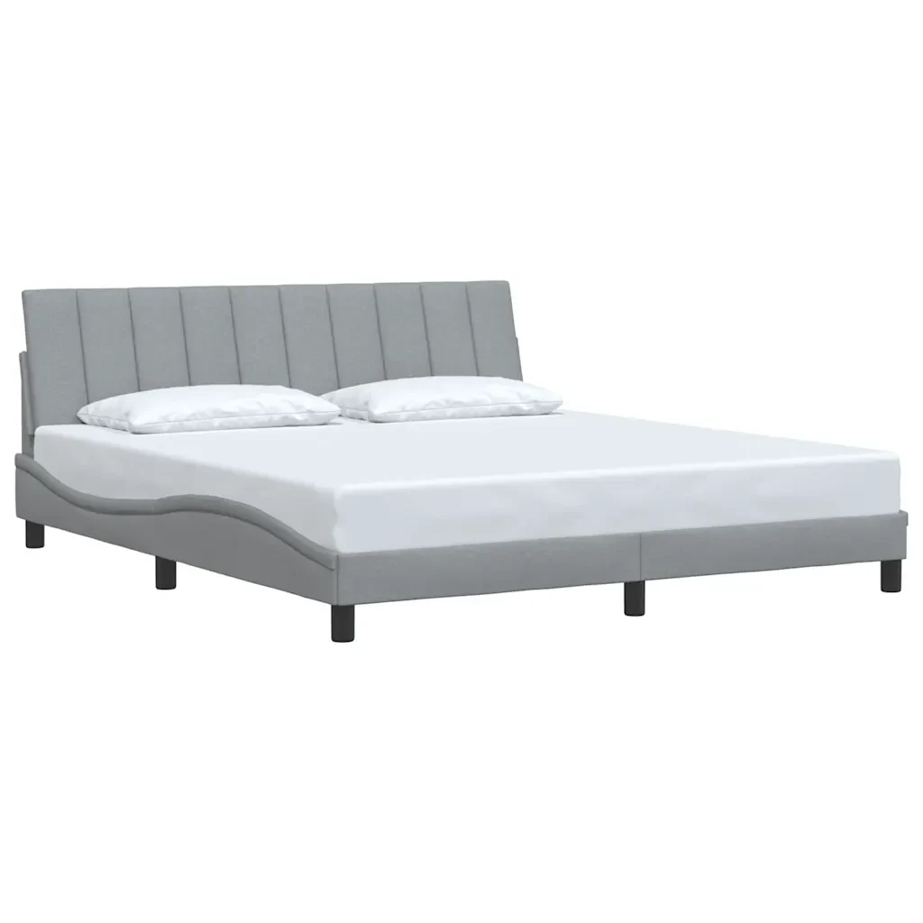 Letto matrimoniale | Letto per adulti | Giroletto senza Materasso Hanko Grigio Chiaro 180x200 cm Tessuto - Image 4