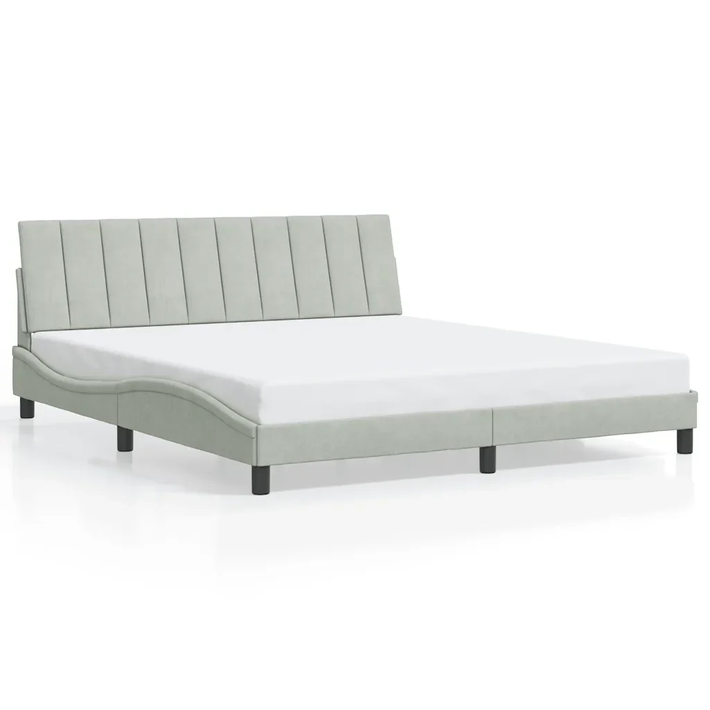 Letto matrimoniale | Letto per adulti | Giroletto senza Materasso Hanko Grigio Chiaro 180x200 cm Velluto