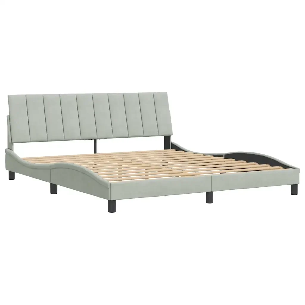Letto matrimoniale | Letto per adulti | Giroletto senza Materasso Hanko Grigio Chiaro 180x200 cm Velluto - Image 3