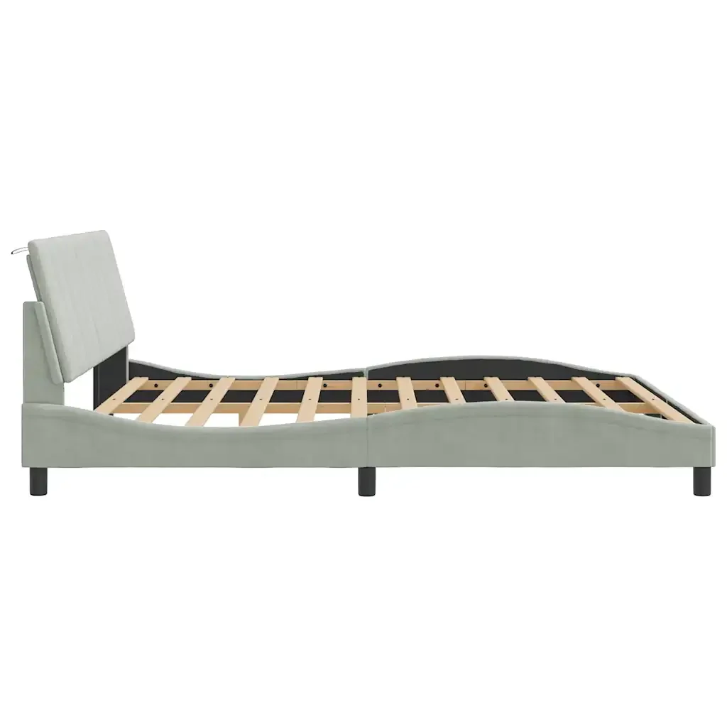 Letto matrimoniale | Letto per adulti | Giroletto senza Materasso Hanko Grigio Chiaro 180x200 cm Velluto - Image 6