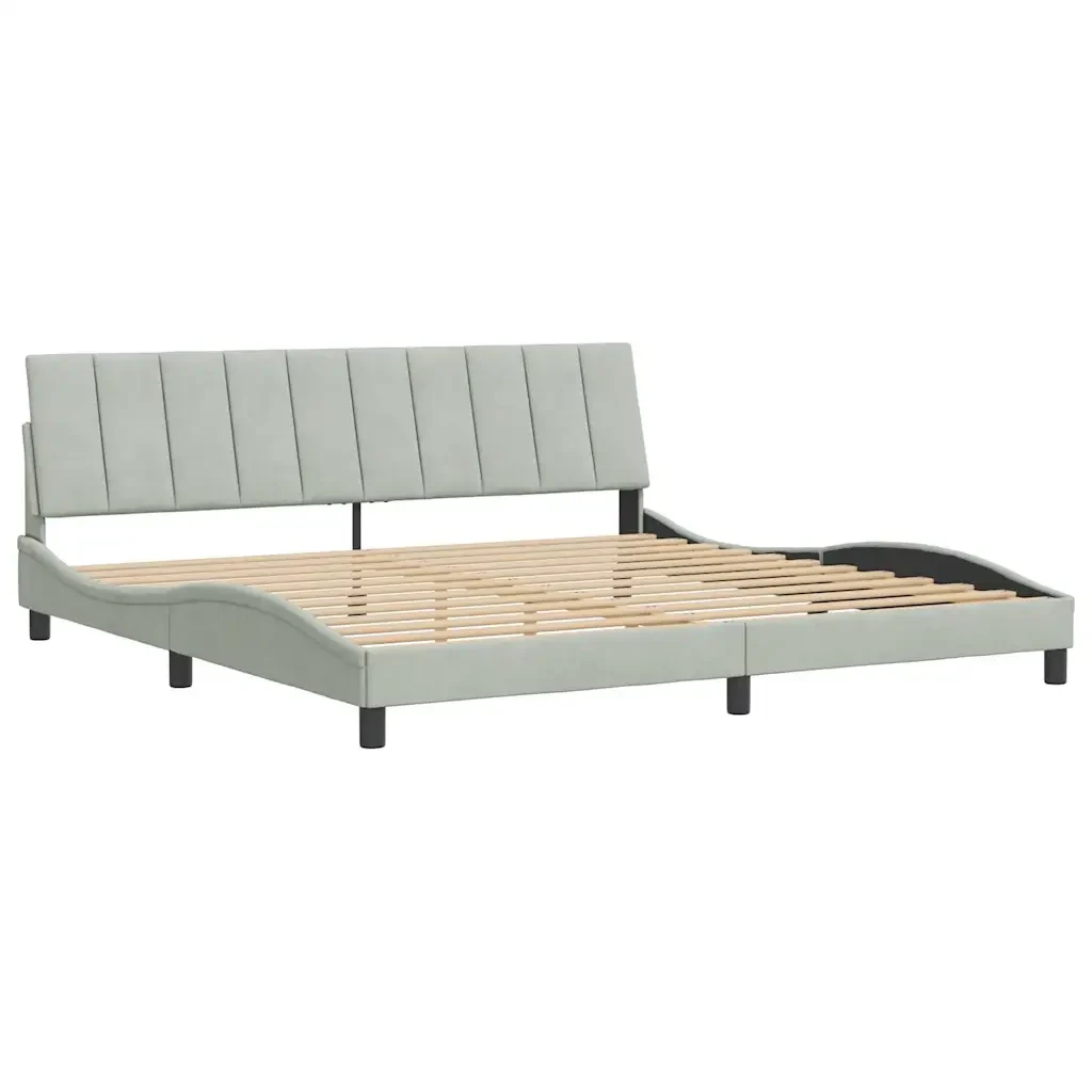 Letto matrimoniale | Letto per adulti | Giroletto senza Materasso Hanko Grigio Chiaro 200x200 cm Velluto - Image 4