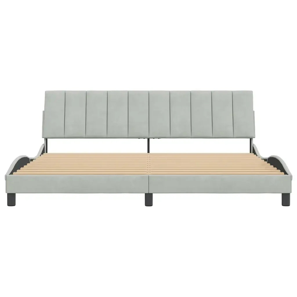 Letto matrimoniale | Letto per adulti | Giroletto senza Materasso Hanko Grigio Chiaro 200x200 cm Velluto - Image 5