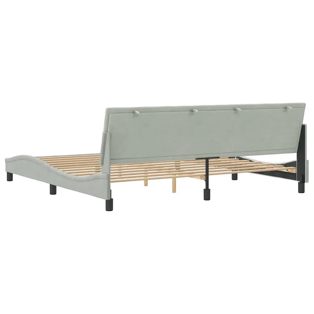 Letto matrimoniale | Letto per adulti | Giroletto senza Materasso Hanko Grigio Chiaro 200x200 cm Velluto - Image 7