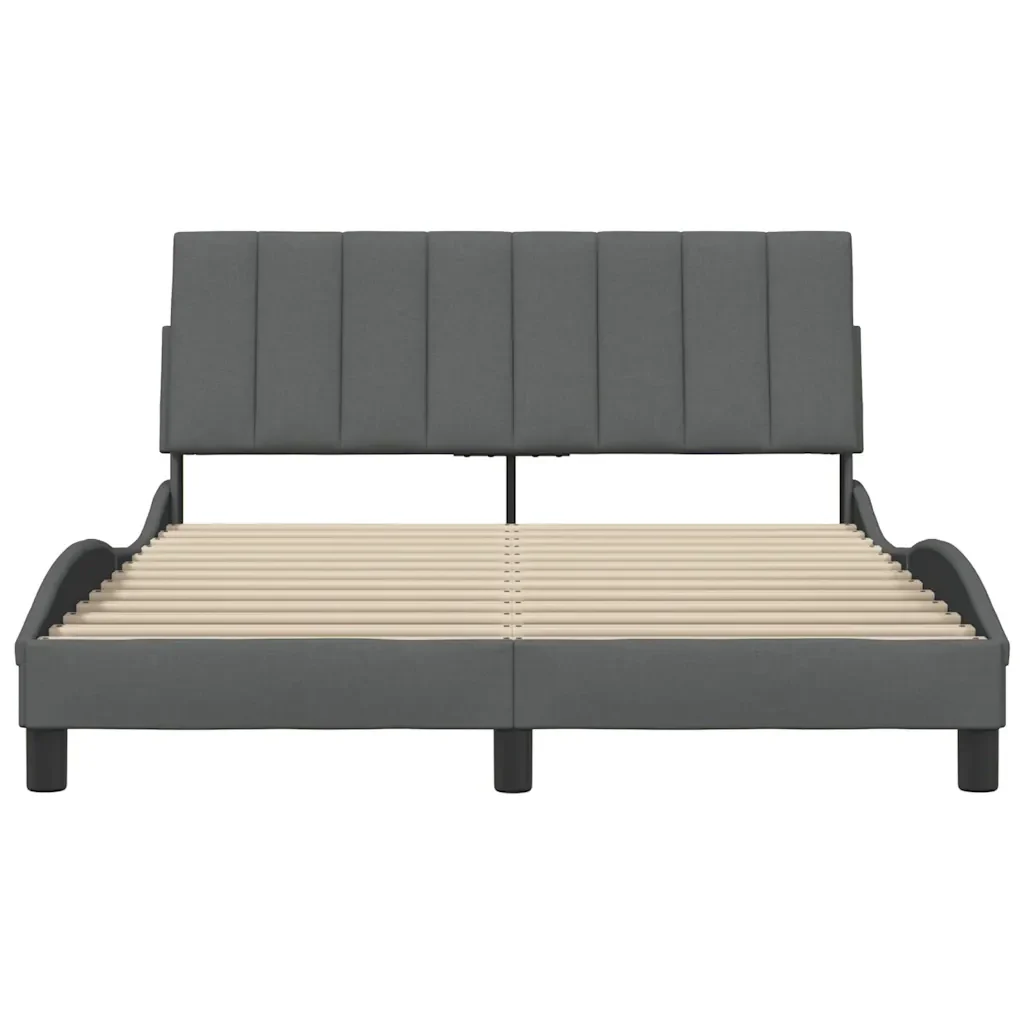 Letto matrimoniale | Letto per adulti | Giroletto senza Materasso Hanko Grigio Scuro 120x200 cm Tessuto - Image 5