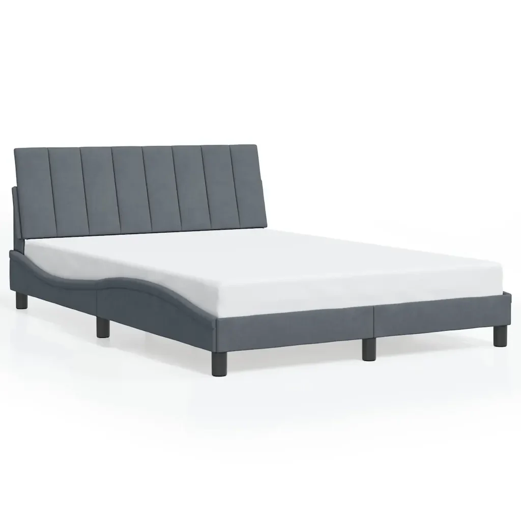 Letto matrimoniale | Letto per adulti | Giroletto senza Materasso Hanko Grigio Scuro 120x200 cm Velluto
