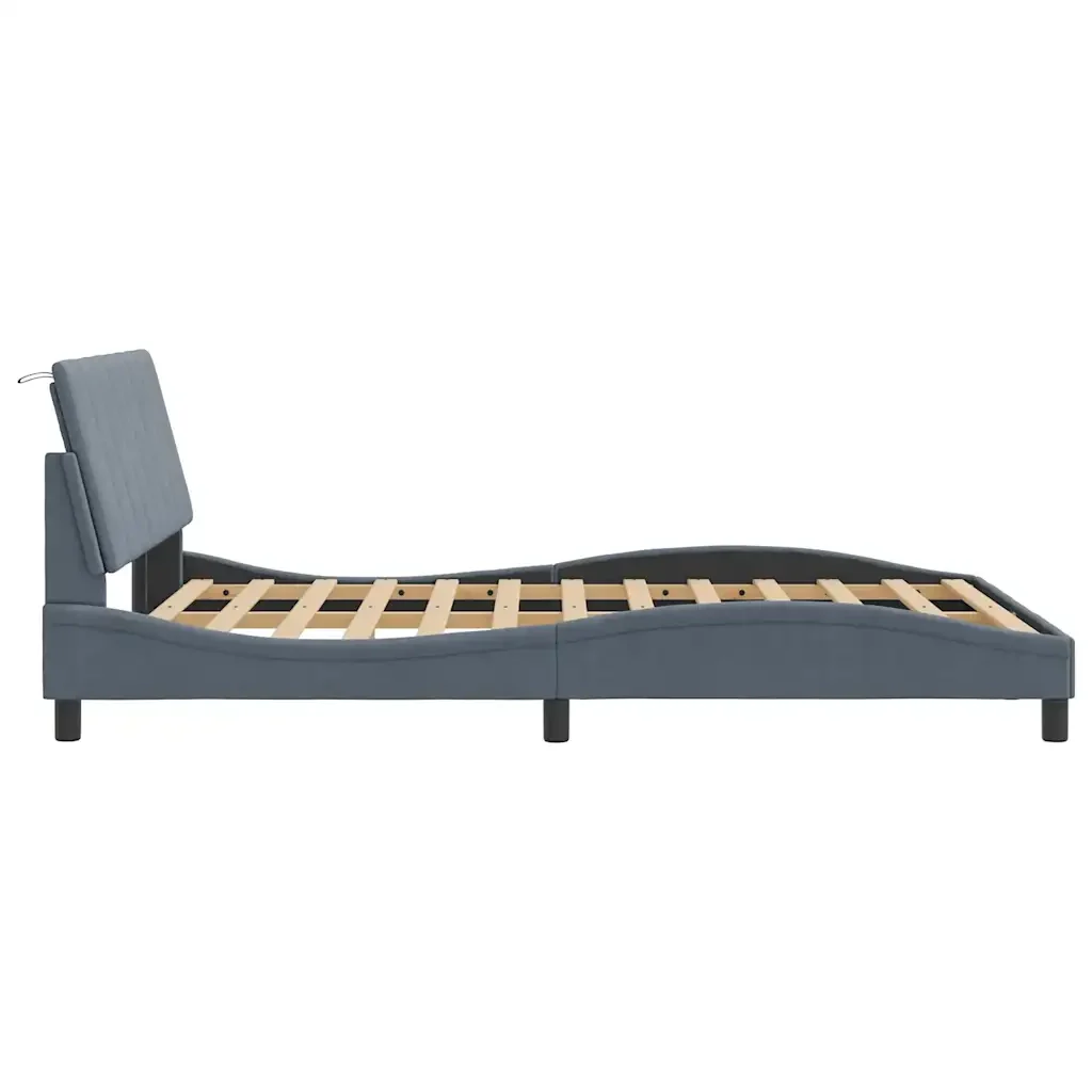 Letto matrimoniale | Letto per adulti | Giroletto senza Materasso Hanko Grigio Scuro 120x200 cm Velluto - Image 6