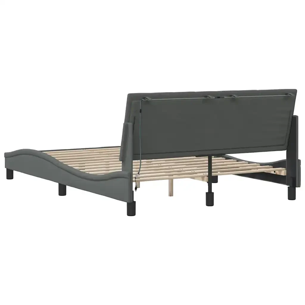 Letto matrimoniale | Letto per adulti | Giroletto senza Materasso Hanko Grigio Scuro 140x190 cm Tessuto - Image 10