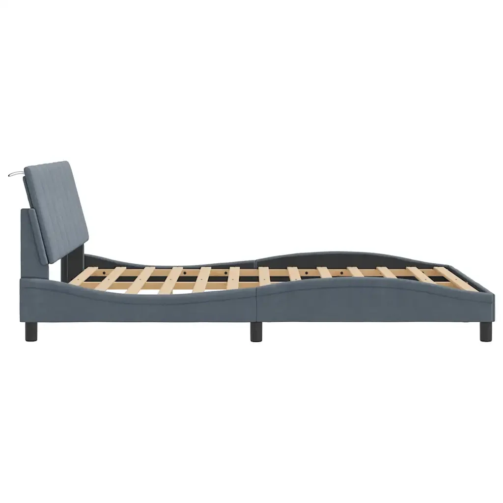 Letto matrimoniale | Letto per adulti | Giroletto senza Materasso Hanko Grigio Scuro 140x190 cm Velluto - Image 6