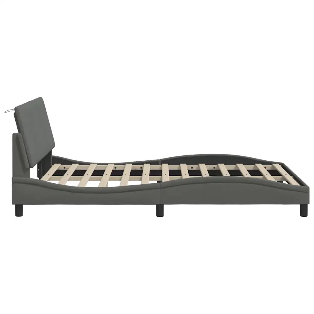 Letto matrimoniale | Letto per adulti | Giroletto senza Materasso Hanko Grigio Scuro 140x200 cm Tessuto - Image 8